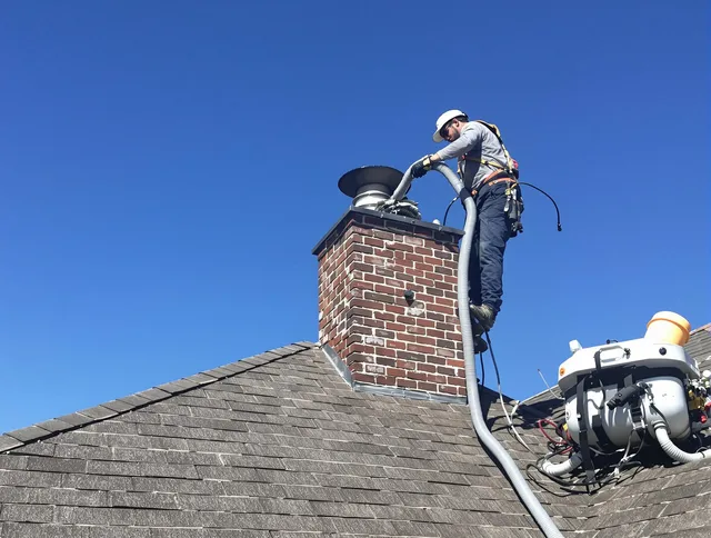 Dedicated Hilliard Chimney Sweep team member cleaning a chimney in Hilliard, OH