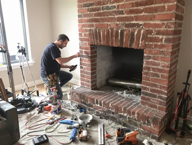 Hilliard Chimney Sweep specialist finalizing chimney liner service in Hilliard, OH