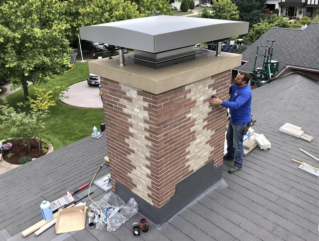 Hilliard Chimney Sweep team working on a custom chimney remodel in Hilliard, OH